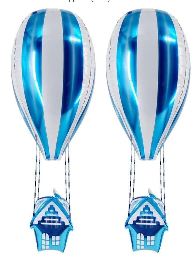 Fun Affairs 4D Hot Air Balloon or Parachute Theme Prop Foil Balloons for Happy Birthday, Baby Shower Party Decorations Indoor and Outdoor, 1 Pc, Blue - Image 2